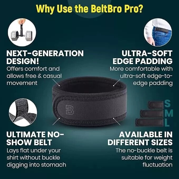 2PC BeltBro No Buckle Elastic Belt Comfort Adjustable Belt Loops For Men Women