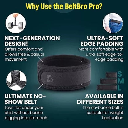 2PC BeltBro No Buckle Elastic Belt Comfort Adjustable Belt Loops For Men Women