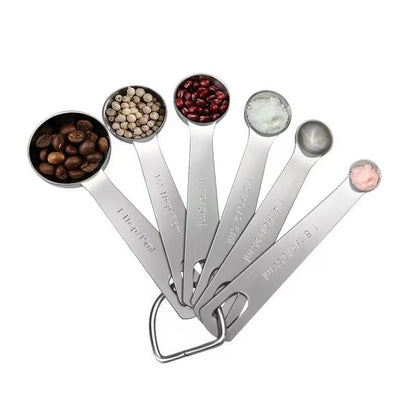 6-Piece Set of Stainless Steel Measuring Spoons for Baking Tools, Baking Scale M