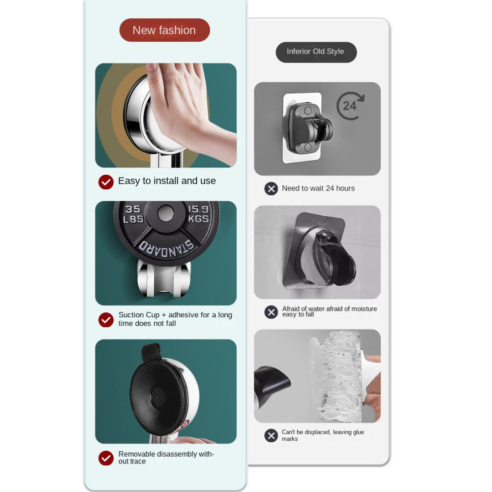 Strong Vacuum Suction Cup Wall Mount Adjustable Hand Shower Head Bracket Holder