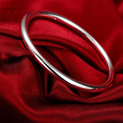 Women's 925 Sterling Silver Filled Solid 5.5mm Round Bangle Bracelet Stunning