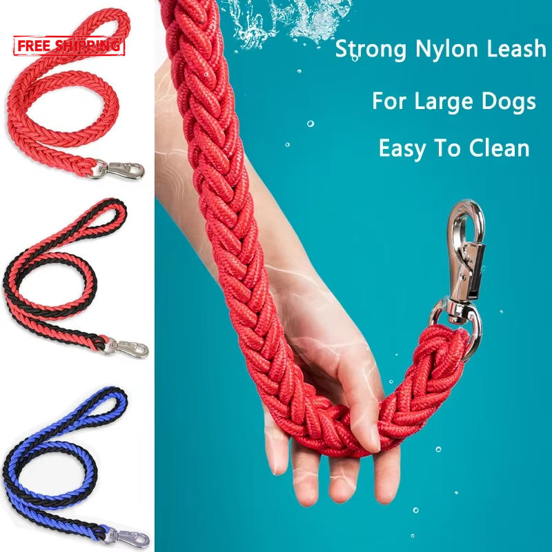 Heavy Duty Large Dog Leash Durable Nylon Braided Lead for Small Medium Big Dogs