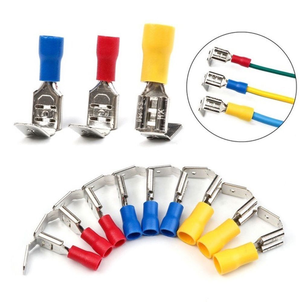 50Pcs 6.3mm Terminal Piggy Back Wire Connector Piggyback Insulated Crimp Spade