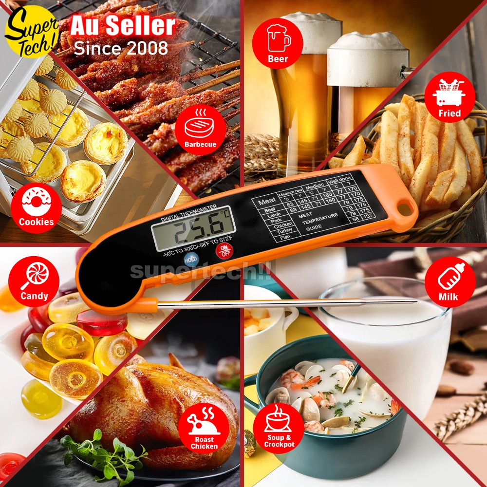 Foldable Digital Thermometer Probe Temperature Kitchen Cooking Food BBQ Meat Jam