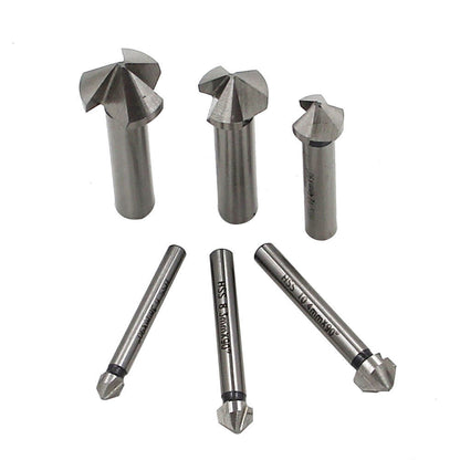 6pcs 3 Flutes 90 Degree Hss Chamfer Cutter Bit Chamfering Countersink Drill Bits