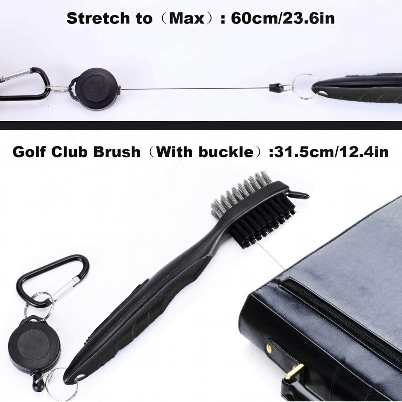 Cleaning Brush Retractable Stock Color Groove Cleaner With Reel Club Ball – Compatible with Golf