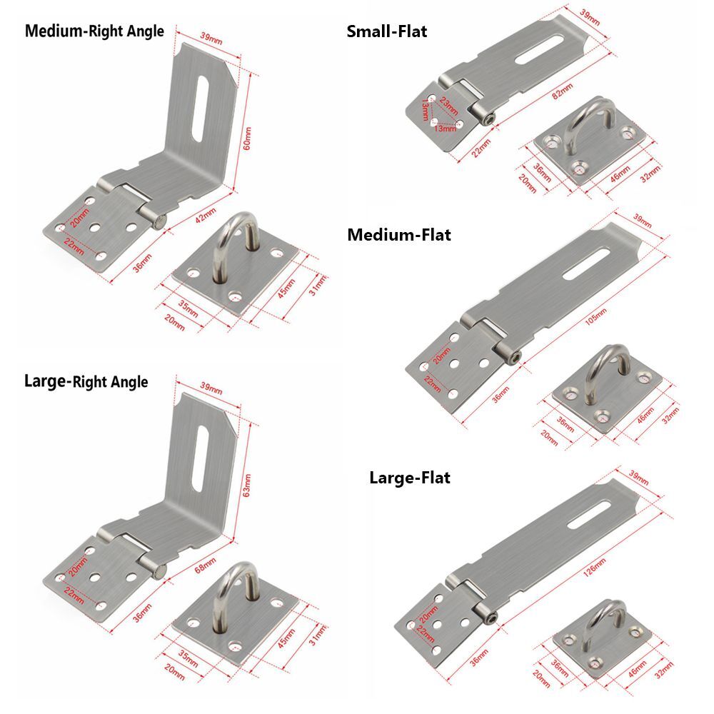 Household Stainless Steel Gate Bolt Door Clasp Lock Padlock Hasp Shed Latch