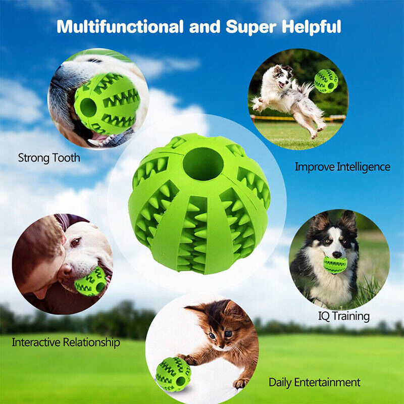 Rubber Dental Chew Ball For Dogs Cats Teething Cleaning Toy Small Pet Play Tool