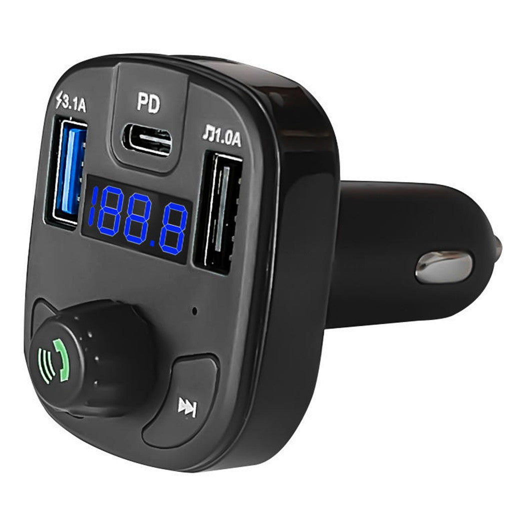 Bluetooth FM Transmitter MP3 Car Charger Type C 3 USB Fast Charge 12-24V LED AU