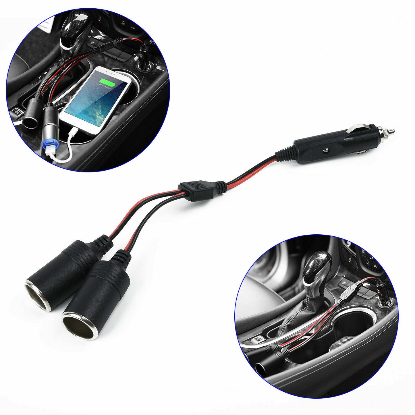 Double Power Dual Car Cigarette Lighter Socket Plug Adapter-Charger Splitter 12V