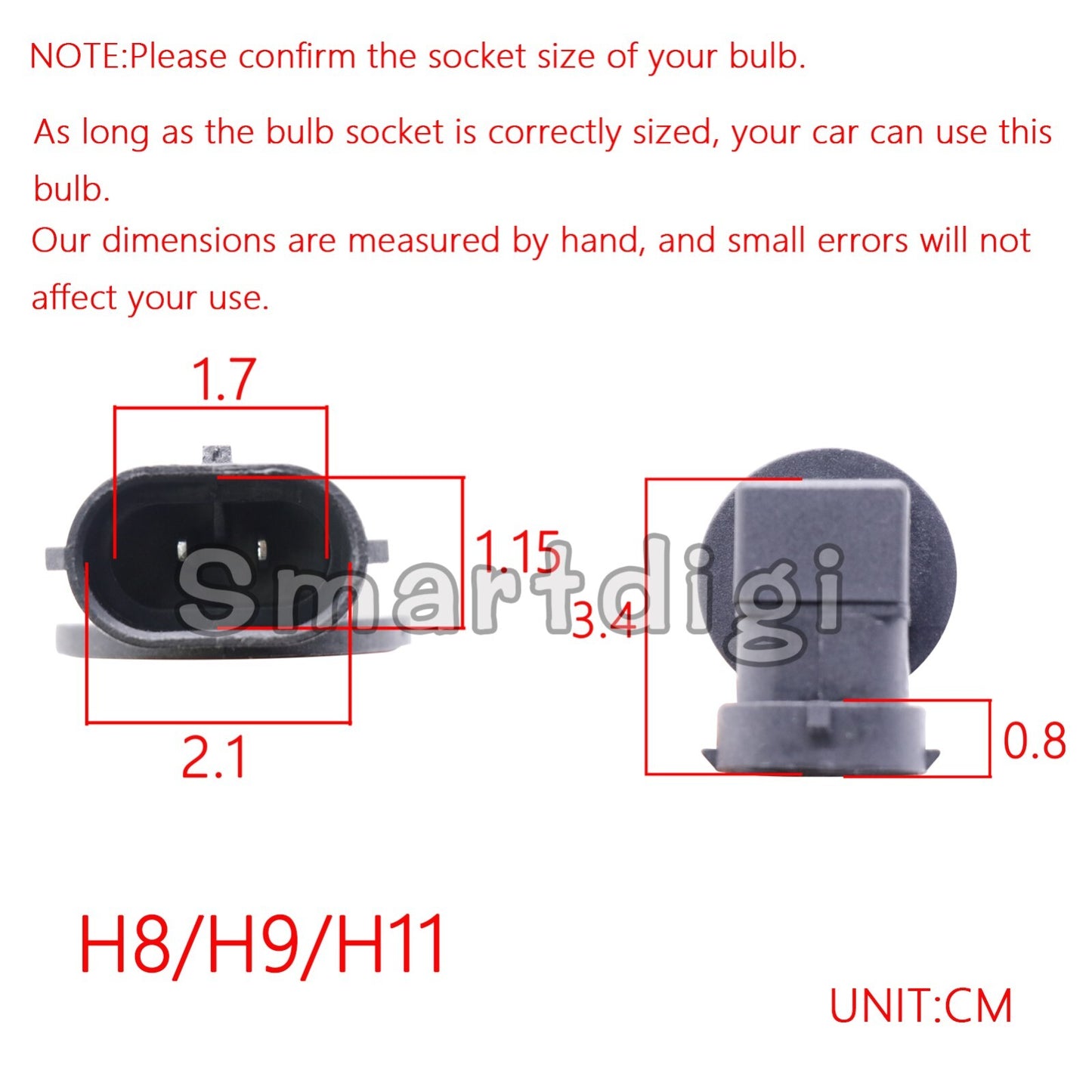 2Pc H16 H11 H9 H8 Bright 6000K White Headlight Bulb LED Kit Low Beam Fog Lights