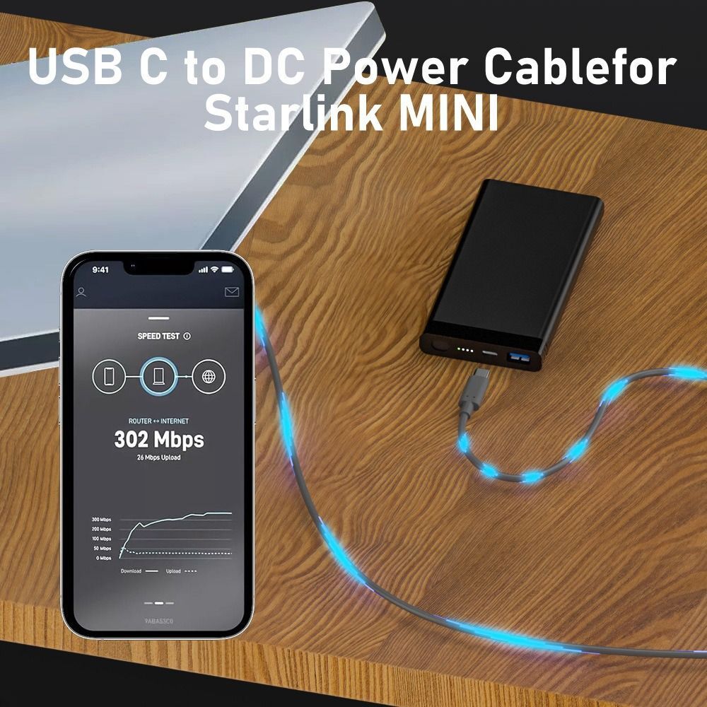 Male to Male USB C to DC Power Cable 5521 Line Adapter for Starlink Mini