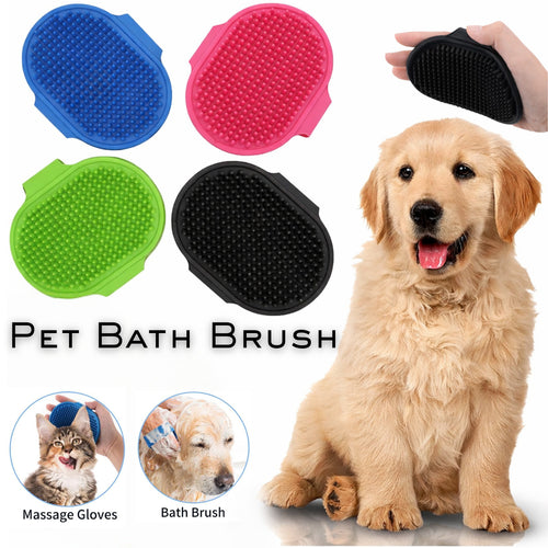 Pet Dog Puppy Bath Brush Flexible Mitt Comb Grooming Brush with Adjustable Strap
