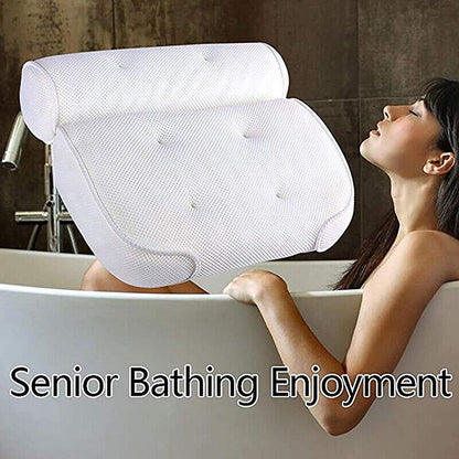 Home 3D Mesh Bath Pillow Back Neck Support Bathtub Spa Hot Tub Suction Cups New