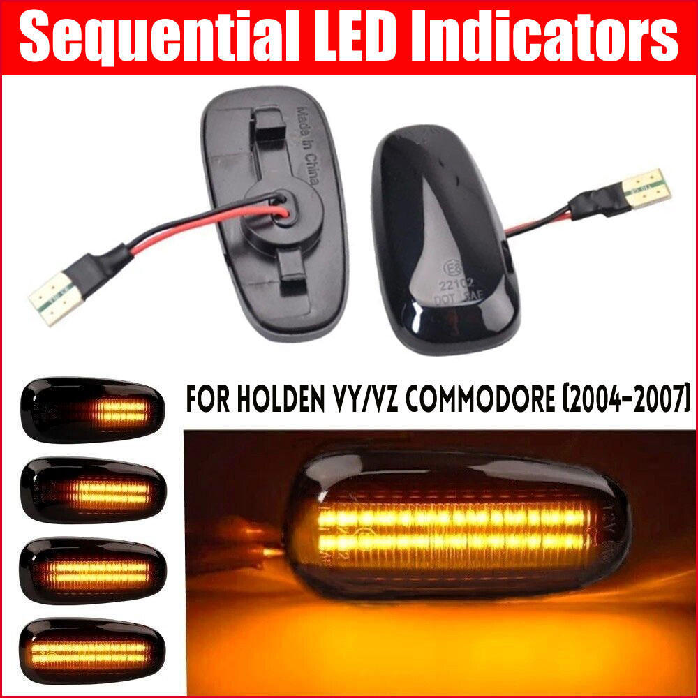 2Pcs Compatible with Holden VY/VZ Commodore 2004–2007 Sequential LED Indicators - Smoked