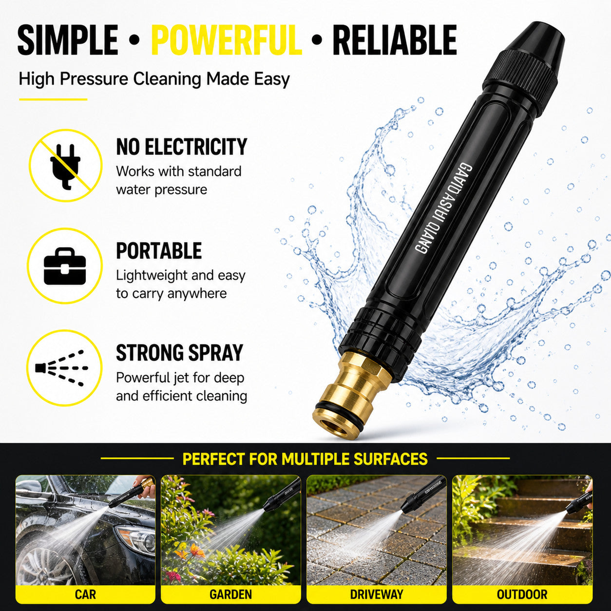 High Pressure Water Spray Gun Hose Nozzle Car Garden Cleaning Tool