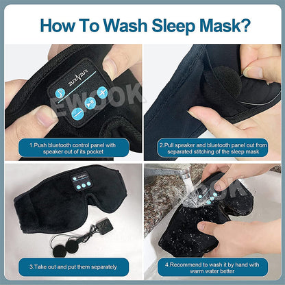 Wireless Bluetooth 5.0 Stereo Eye Mask Headphones Earphone Sleep Music Headband