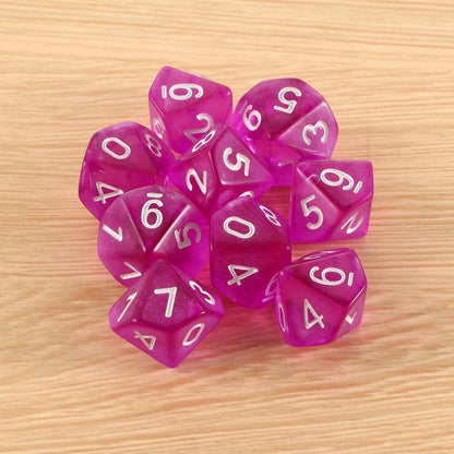 10pcs 10 Sided Dice D10 Polyhedral Dice for Table Games