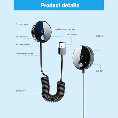 USB Bluetooth 5.0 Wireless Car FM Transmitter Aux Stereo Audio Receiver Adapter