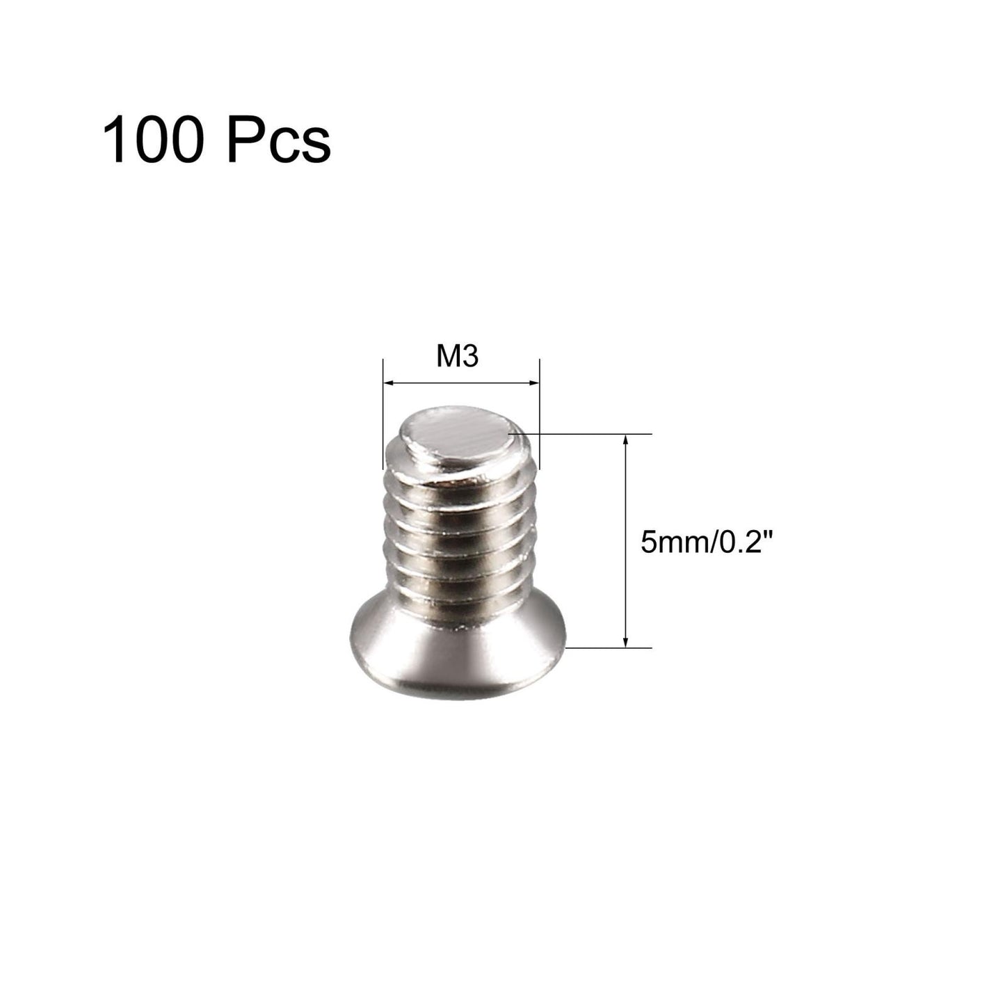 100pcs Computer PC Case 2.5" HDD Flat Phillips Head Hard Drive Screw M3x4.8mm