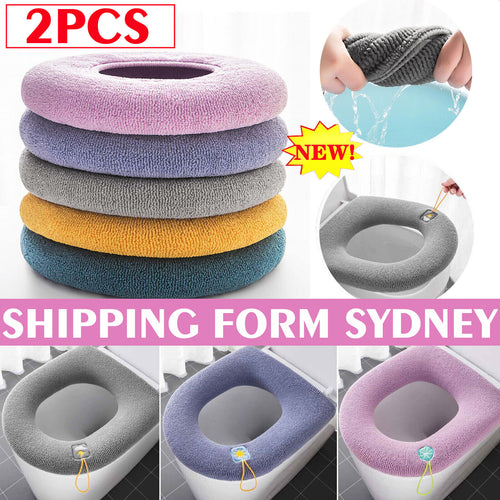 2x Soft Toilet Seat Bathroom Washable Warmer Cushion Mat Cover Pad Hook NEW Lid – Compatible with Seat