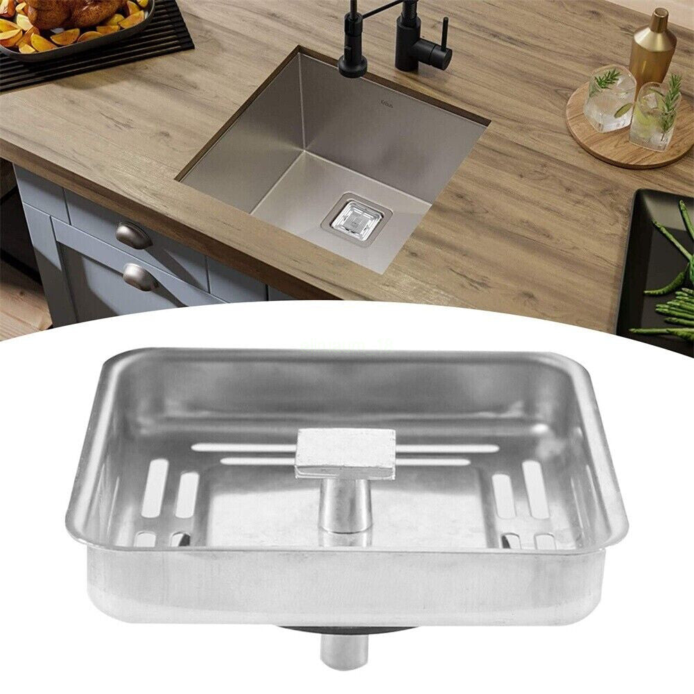 Square Stainless Steel Kitchen Sink Strainer Drainer Post Stopper Plug OZ