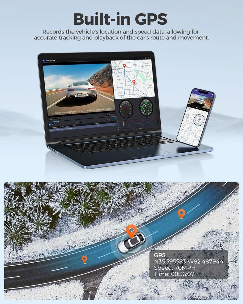 AZDOME 4K+1080P Dual Dash Cam 5G WiFi GPS Front+Rear Parking Mode