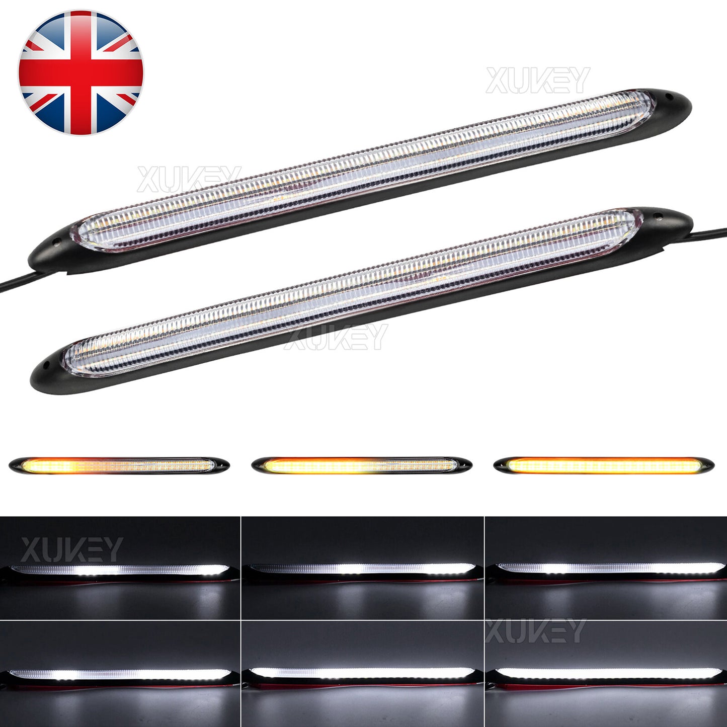 2x Car Sequential Tube Strip Turn Signal Indicator DRL Daytime Running LED Light