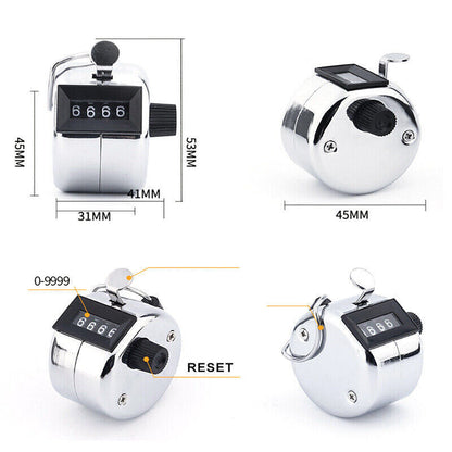 4 Digit Tally Counter Hand Held Number Clicker Mechanical Manual Counting Click