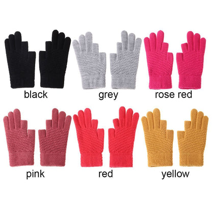 Women Elastic Soft Touch Screen Mittens Thick Warm Arm Warmers Knitted Gloves