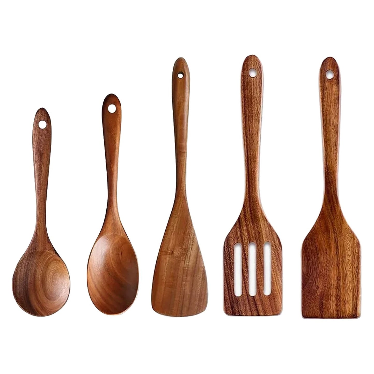 Natural Wooden Kitchen Utensil with Spoon Rest Holder 5-9pcs Cooking Spoon Set