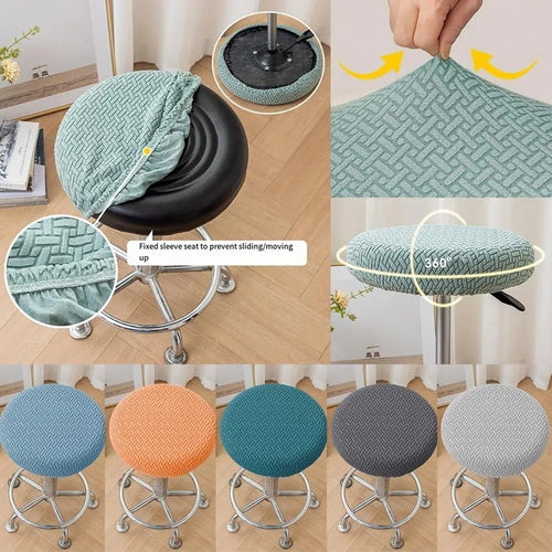 Elastic Round Chair Cover Thickened Stool Cushion Cover Seat Chair Slipcover – Compatible with Seat