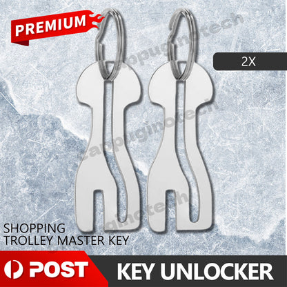 2x AUSSIE SHOPPING TROLLEY TOKEN MASTER KEY Unlocker Woolies WWS Coles Aldi COIN