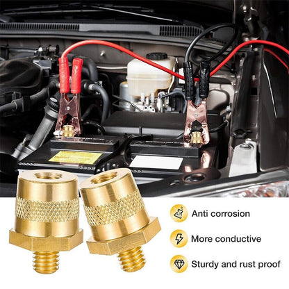 2X M8 Battery Terminal Connector Brass Tone Post Adapter w/ Stainless Screws AU