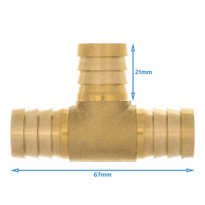 Brass 19mm - 19mm - 19mm 3 Way Barbed Tee Splitter Fitting Tubing Hose Connector