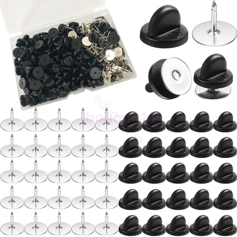 HOT 50xClutch Pins Tacks Blank Pins w/Locking Pin Backs for Lapel Tie Hat Badge
