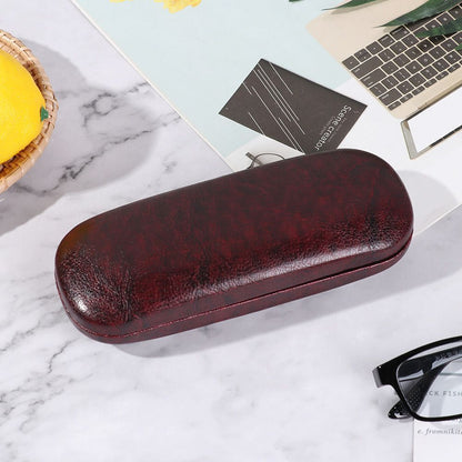 Hot Sale Leather Glasses Case For Men Waterproof Hard Frame Eyeglass Case Black
