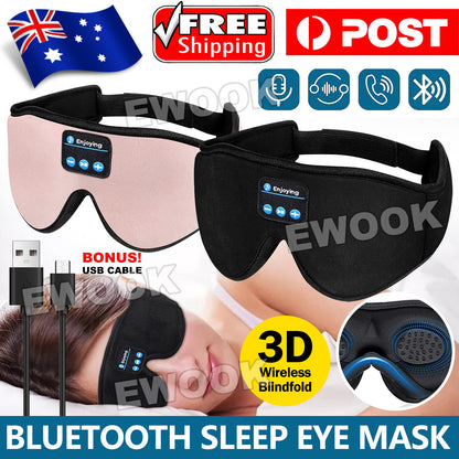 Wireless Bluetooth 5.0 Stereo Eye Mask Headphones Earphone Sleep Music Headband