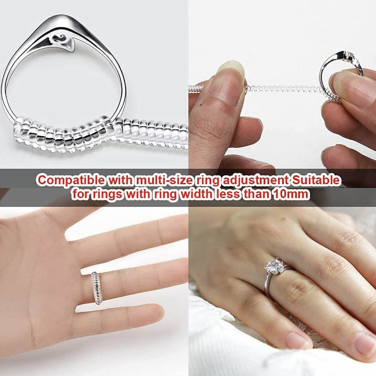 5-20 x Ring Size Adjuster Reducer Spiral Invisible Snugs Guard Resizer Jewellery