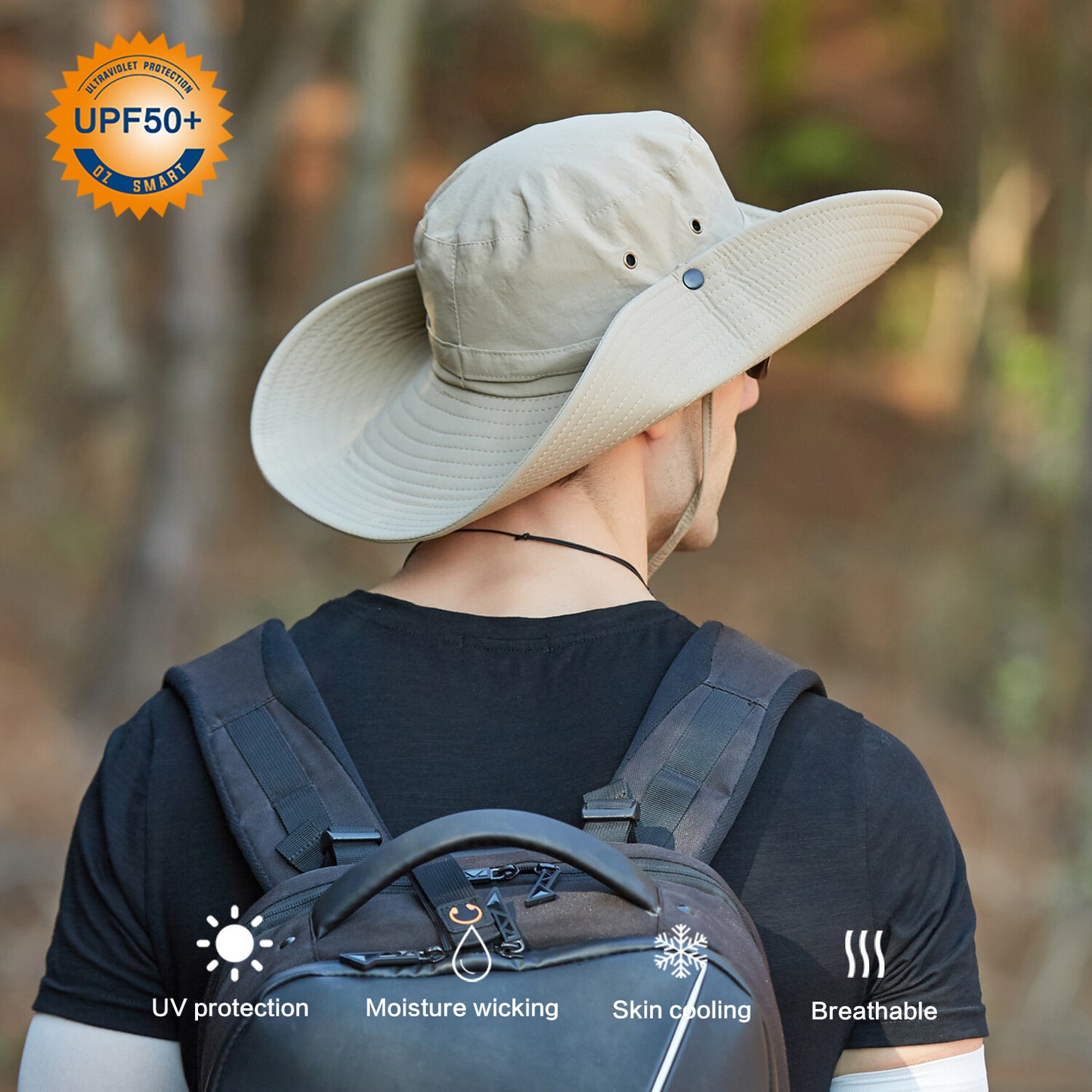 OZ SMART Sun Hat Men/Women, Wide Brim Bucket Hats Certified UPF 50 UV Protection