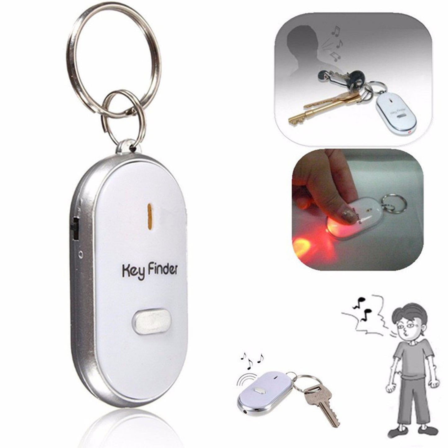Key Finder Keychain LED Flash Beep Sound Control Locator Whistle Remote AU New
