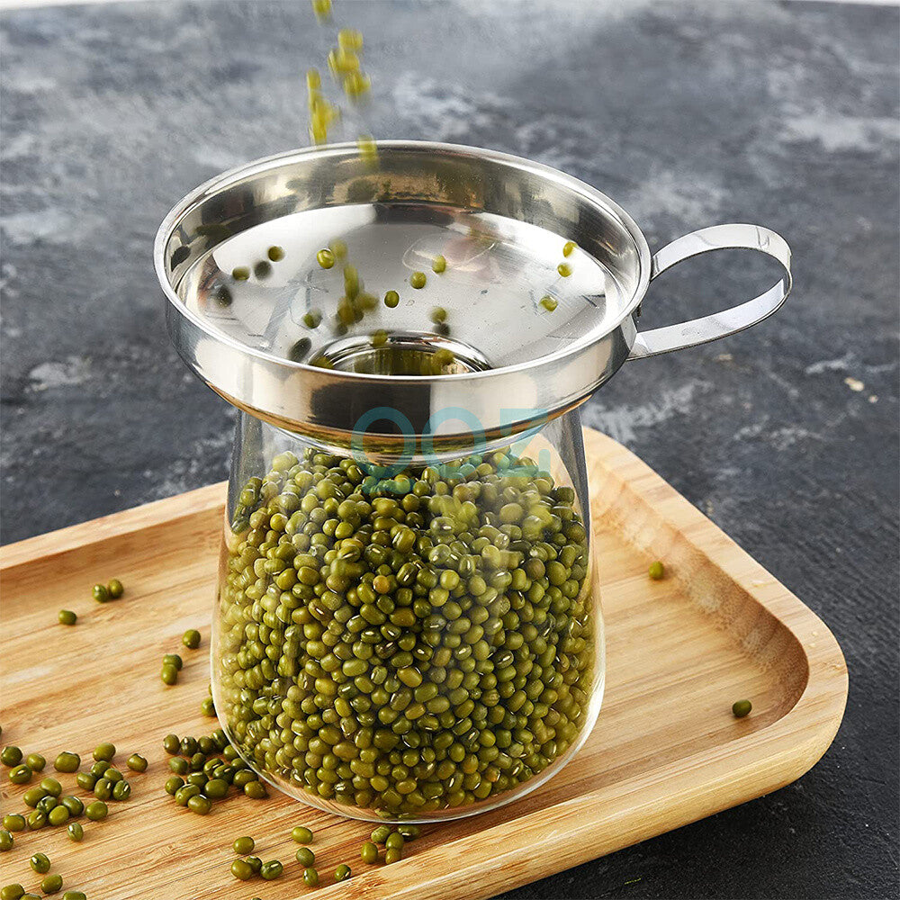 1/2pc Stainless Steel Funnel Hopper Filter Wide Mouth Canning Kitchen Detachable