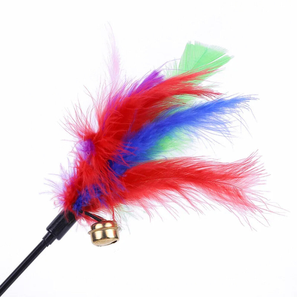 10PCS Kitten Cat Feather Toy Bell Wand Teaser Rod Interactive Play Pet Gift Toys