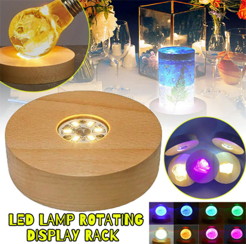 Light Base Rechargeable Wooden LED Light Rotating Display Stand Lamp Holder