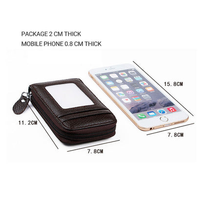 RFID Blocking Leather Wallet Anti-theft Credit Card Holder Men Women Coin Purse