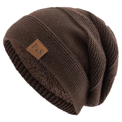 Unisex Slouchy Winter Hats Fur Lined Men & Women Warm Beanie Cap Casual Knitted