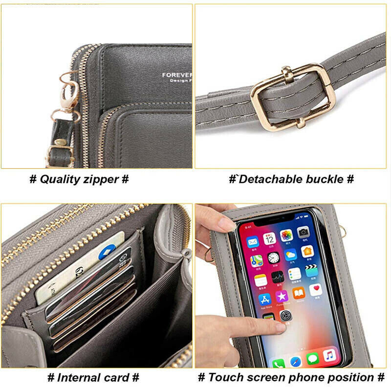 Womens Crossbody Phone Purse Touch Screen RFID Blocking Wallet Bag Small Strap