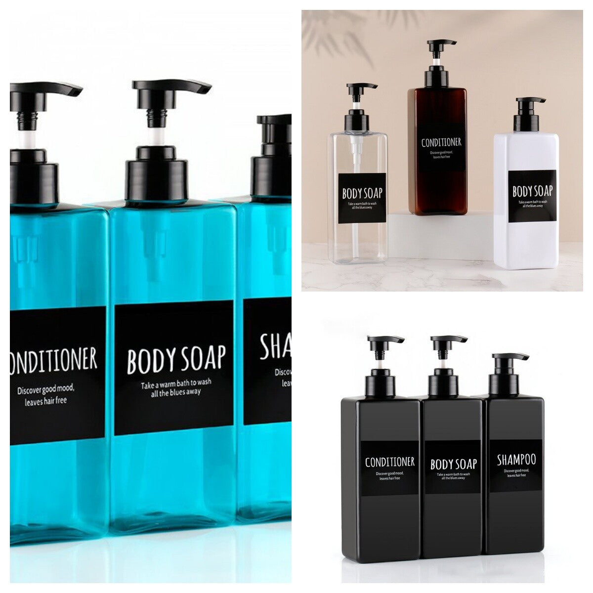 3Pcs 500ml Soap Dispenser Shampoo Pump Bottles Cream Lotion Bottle Container AU