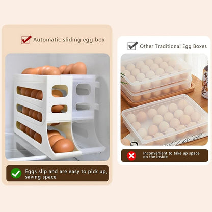 2/4-Tier Automatic Scrolling Egg Rack Holder Storage Box Container Refrigerator