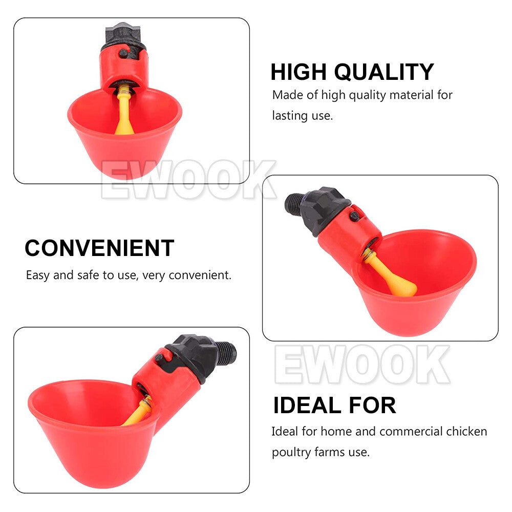 10x Automatic Cups Water Feeder Drinker Chicken Waterer Poultry Chook Bird VIC